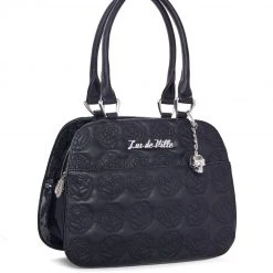 Lux De Ville Skull And Roses Tote Black Matte With Midnight Sparkle Bags & Backpacks