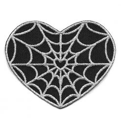 Kreepsville666 Spiderweb Heart Silver Patch Patches