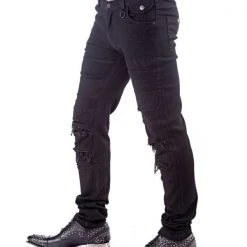 Queen Of Darkness Men's Stuff Black Pants With Slits