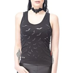 Queen Of Darkness Top Printed With Bats In The Front