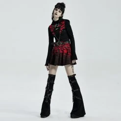 Punk Rave Women's Grunge Dyed Pleated Skirt With Belt