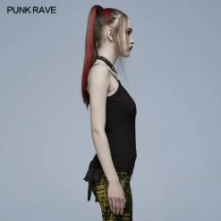 Punk Rave Women's Stuff Cutout Mesh Splice Skull Tank Top