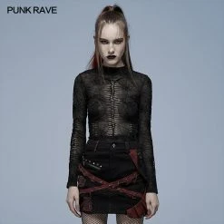 Punk Rave Spider Web Printed Mesh Top Women's Stuff