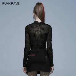 Punk Rave Spider Web Printed Mesh Top Women's Stuff
