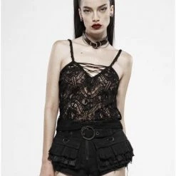 Punk Rave Women's Stuff Black Lace Opium Top
