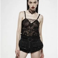 Punk Rave Women's Stuff Black Lace Opium Top