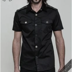 Punk Rave Men's Stuff Casual Black Men's Shirt