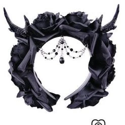 ReStyle Gothic Wreath With Antlers, Roses & Beads Headband Accessories 14 ReStyle Gothic Wreath With Antlers, Roses & Beads Headband Accessories