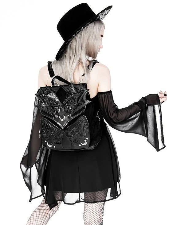 ReStyle Black Phantom Gothic Backpack With Dragon Wings 5 ReStyle Black Phantom Gothic Backpack With Dragon Wings
