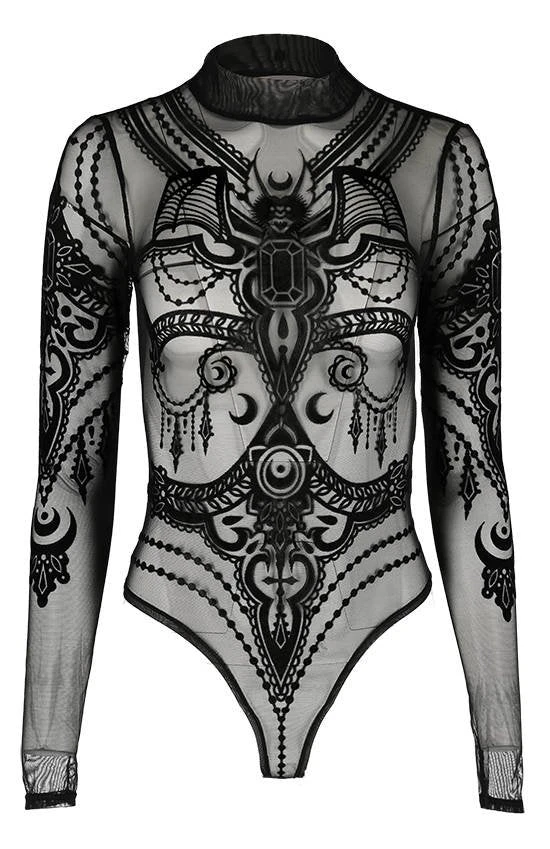 Restyle Black Gothic Jewel Bat Mesh Bodysuit 3 Restyle Black Gothic Jewel Bat Mesh Bodysuit