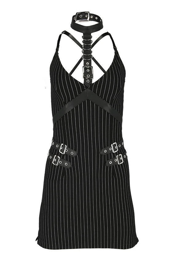 ReStyle Collared Pinstriped Mini Gothic Dress Women's Stuff 4 ReStyle Collared Pinstriped Mini Gothic Dress Women's Stuff