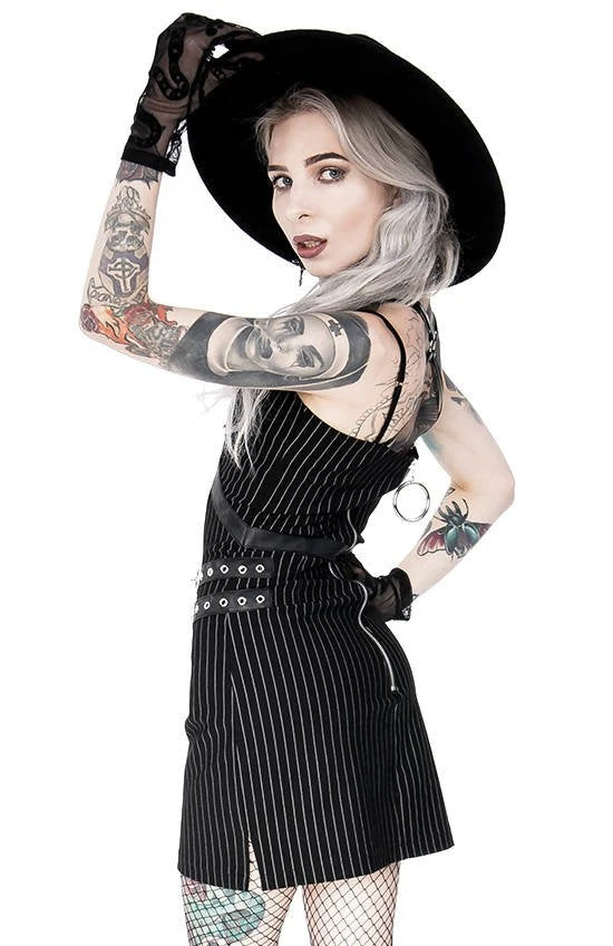 ReStyle Collared Pinstriped Mini Gothic Dress Women's Stuff 8 ReStyle Collared Pinstriped Mini Gothic Dress Women's Stuff