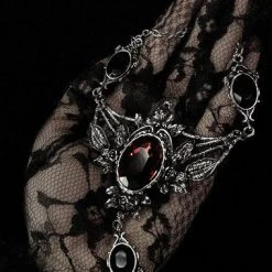 ReStyle Wild Roses Evening Necklace With Roses And Burgundy Stone Jewelry