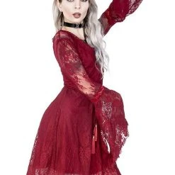 ReStyle Gothic Eyelash Lace Dress Burgundy Women's Stuff 20 ReStyle Gothic Eyelash Lace Dress Burgundy Women's Stuff