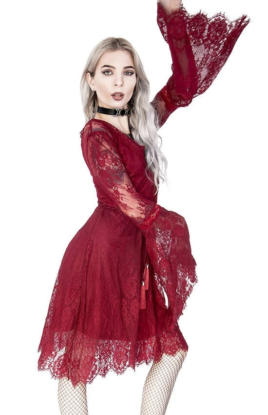 ReStyle Gothic Eyelash Lace Dress Burgundy Women's Stuff 7 ReStyle Gothic Eyelash Lace Dress Burgundy Women's Stuff