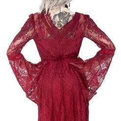 ReStyle Gothic Eyelash Lace Dress Burgundy Women's Stuff 21 ReStyle Gothic Eyelash Lace Dress Burgundy Women's Stuff