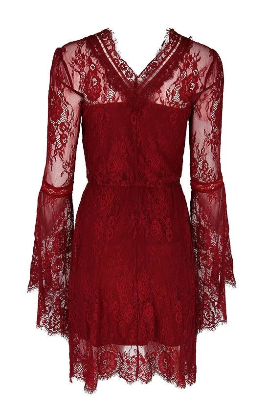ReStyle Gothic Eyelash Lace Dress Burgundy Women's Stuff 13 ReStyle Gothic Eyelash Lace Dress Burgundy Women's Stuff