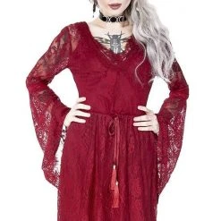 ReStyle Gothic Eyelash Lace Dress Burgundy Women's Stuff 18 ReStyle Gothic Eyelash Lace Dress Burgundy Women's Stuff