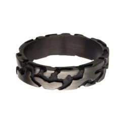 INOX Jewelry Stainless Steel & Gun Metal IP Terra Ring