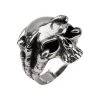 INOX Men's Stuff Black Oxidized Skull Ring With Claws