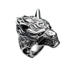 INOX Stainless Steel 3D Wolf Ring Men's Stuff