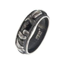 INOX Jewelry Gun Metal Plated 3D Canyon Pattern Ring