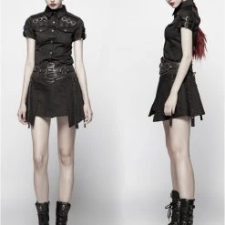 Punk Rave Gothic Militia Shirt Women's Stuff