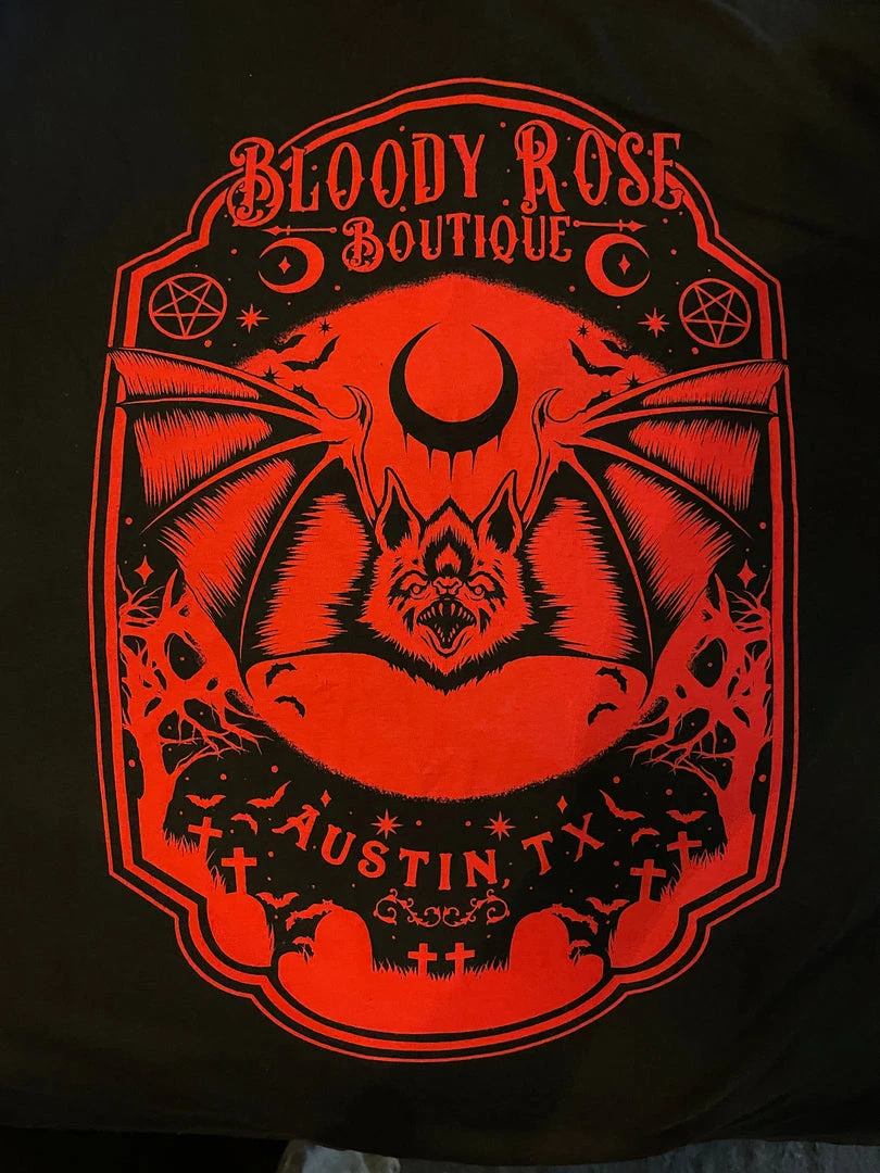 Bloody Rose Boutique Bloody Rose Bat - Red - Unisex T-Shirt Men's Stuff 3 Bloody Rose Boutique Bloody Rose Bat - Red - Unisex T-Shirt Men's Stuff