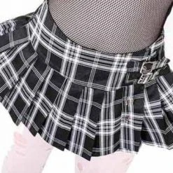 Lip Service World's End Pleated Mini Skirt - B&W Plaid