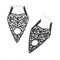BodyVibe Jewelry Black Silicone Coated Matte Finish Planchette Hoop Earrings