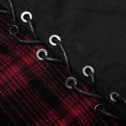 Punk Rave Women's Stuff Punk Plaid Splice Mesh Strappy Shirt