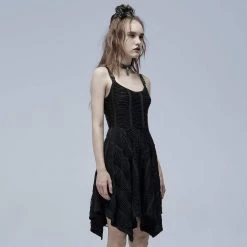 Punk Rave Punk Strappy Ripped Irregular Slip Dress