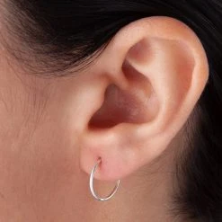 Earrs Jewelry Sterling Silver Hinged Hoop Earrings